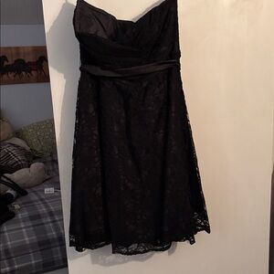 Elegant Black Lace Strapless Dress- 14